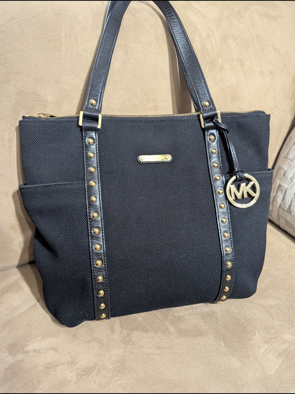 Michael Kors Black Studded Tote Bag